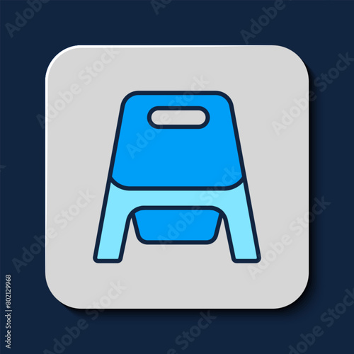Filled outline Baby potty icon isolated on blue background. Chamber pot. Vector