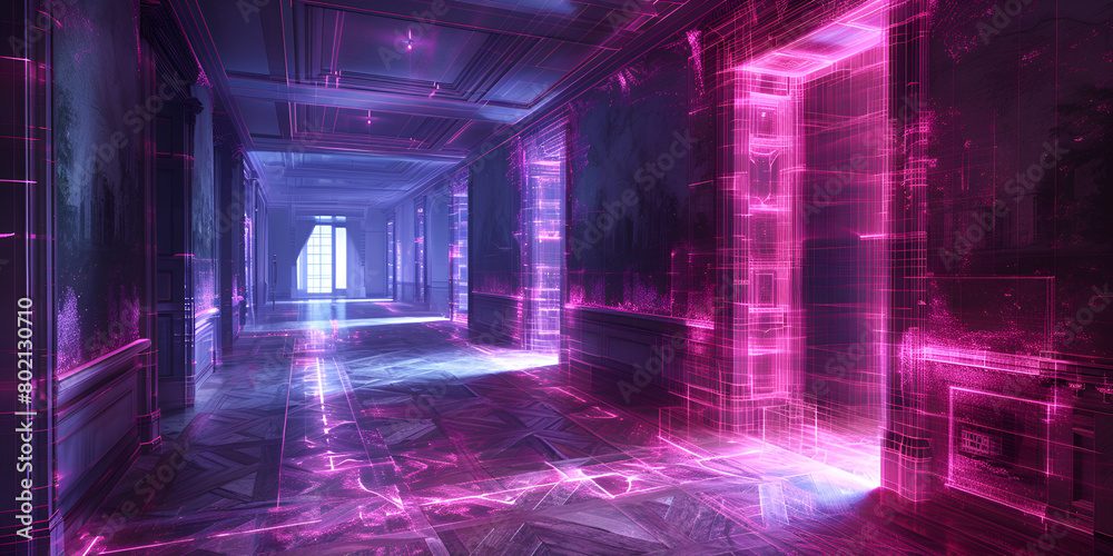 Road to the future, purple neon glow art, cinematic art, detailed textures