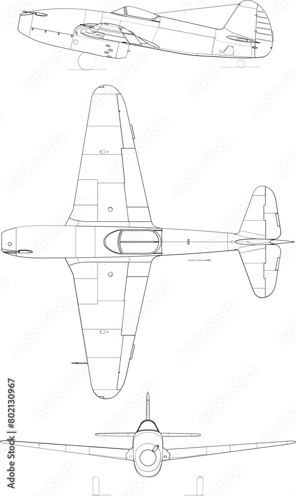 Adobe Illustrator Artwork Yakovlev Yak-15 3-view svg vector file.eps Adobe Illustrator Artwork Yakovlev Yak-15 3-view svg vector file.eps
