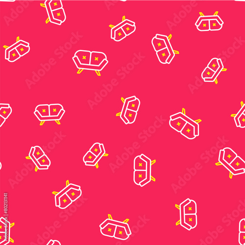 Wallpaper Mural Line Sofa icon isolated seamless pattern on red background. Vector Torontodigital.ca