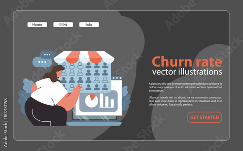 Churn rate analytics concept. Flat vector illustration