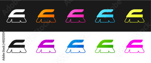 Set Brush for cleaning icon isolated on black and white background. Cleaning service concept. Vector