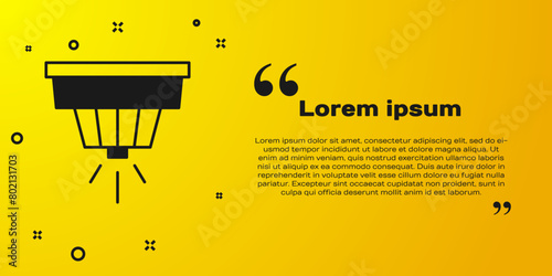 Black Smoke alarm system icon isolated on yellow background. Smoke detector. Vector