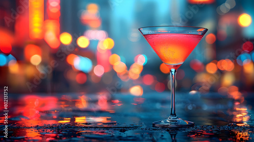 Retro Cocktail Night Advertiser with Vibrant Vegas Neon Lights