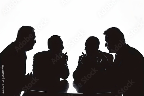 silhouettes of people talking on the conference table