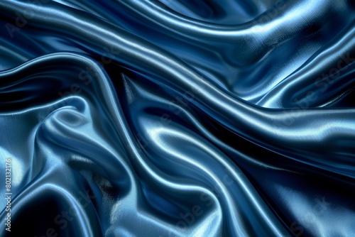 Tranquil blue silk waves gentle flowing fabric in serene abstract background with space for text