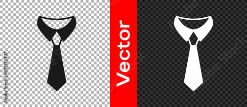 Black Tie icon isolated on transparent background. Necktie and neckcloth symbol. Vector