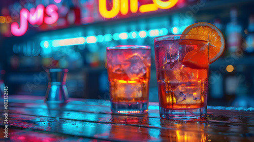 Retro Vegas Style Cocktail Bar Advertising Night of Comedy and Drinks