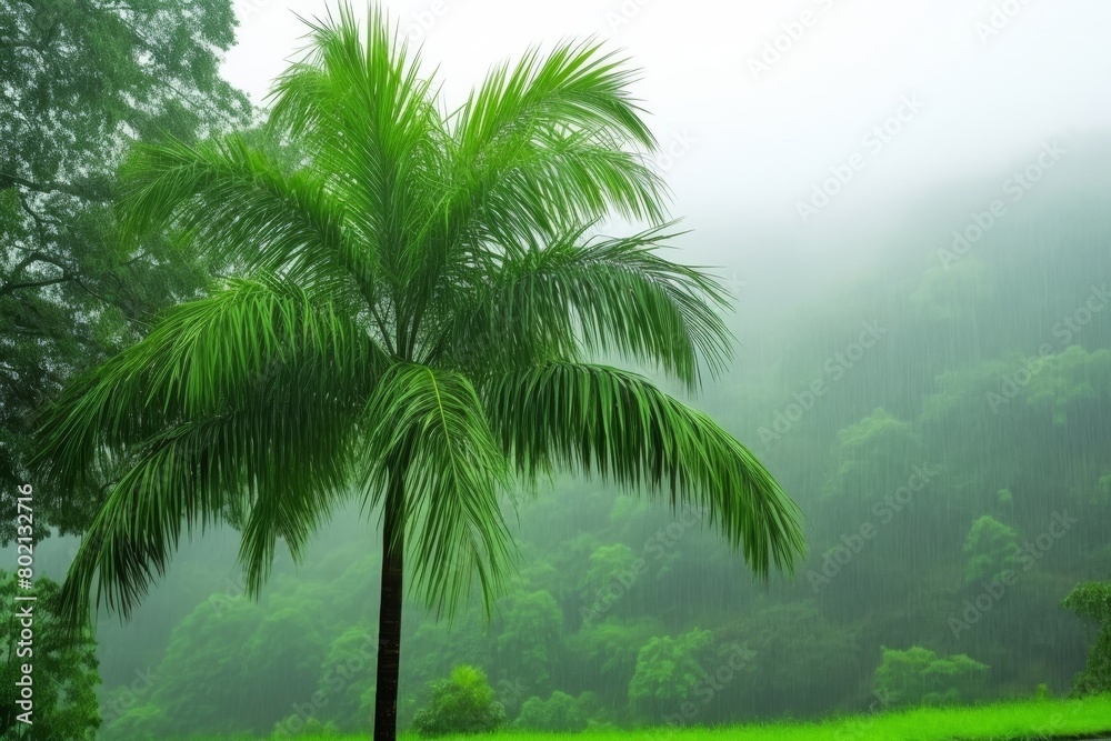 palm tree on rainy a day. palm tree on rainy a day.