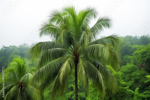palm tree on rainy a day.