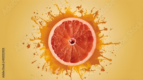 Whole Grapefruit Splashed On A White Background