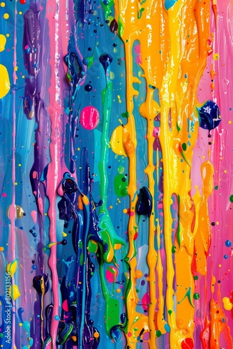Paint dripping down spectrum of colors