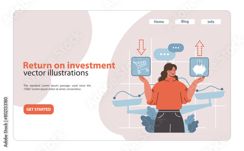 Return on investment concept. Flat vector illustration