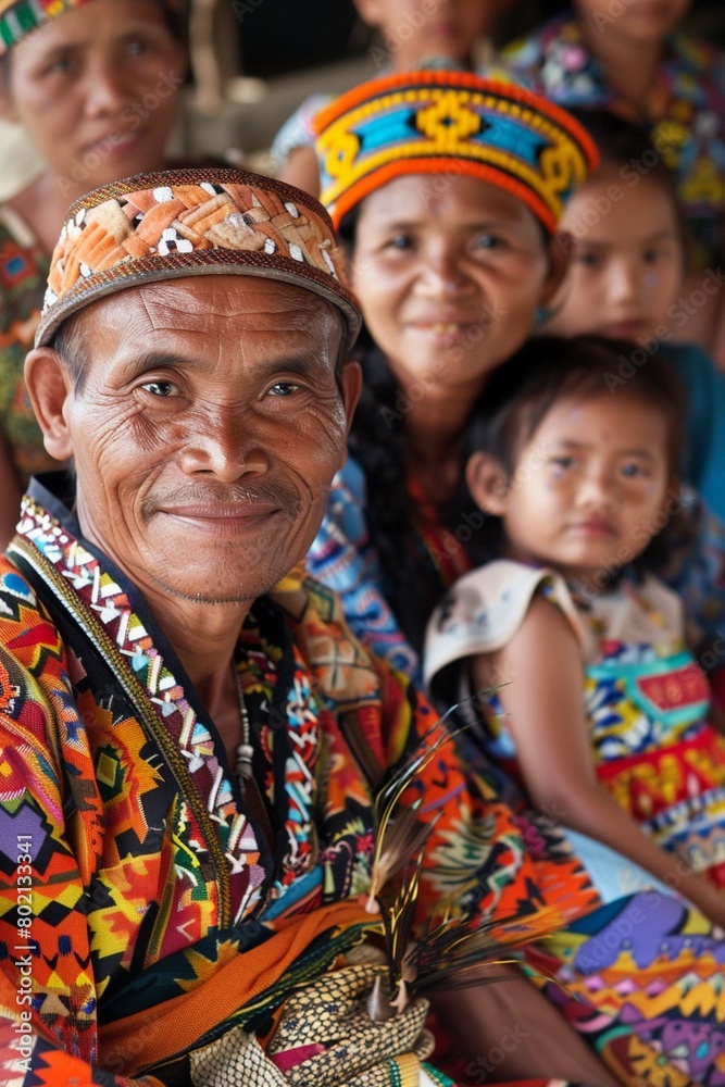 Smiling family in traditional attire cultural celebration