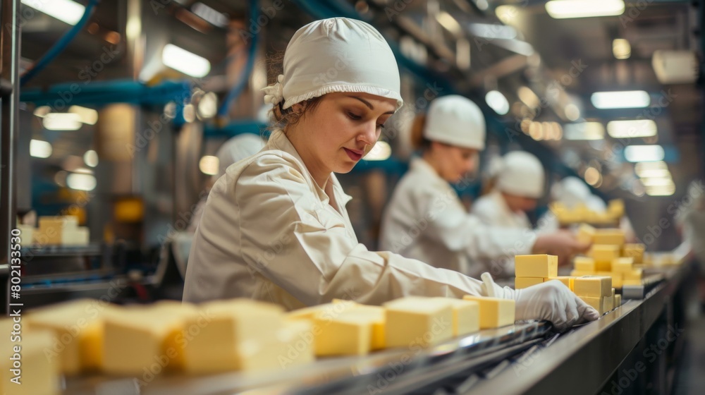 quality control inspectors conducting rigorous checks on dairy products before they are approved for export