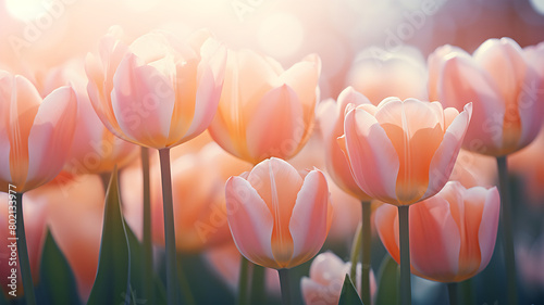 pink tulips in spring