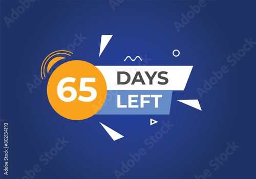 65 days to go countdown template. 65 day Countdown left days banner design. 65 Days left countdown timer