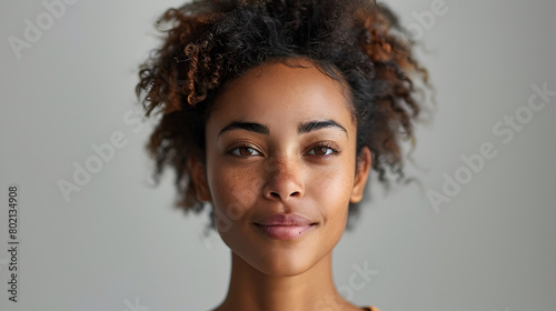 Stunning Black Model with Afro Curls and Detailed Facial Features