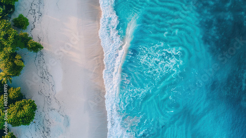 A beautiful blue ocean with a sandy beach