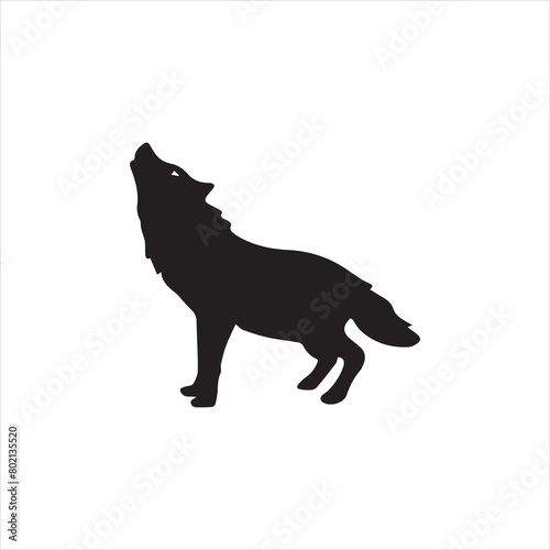 silhouette of wolf black and white