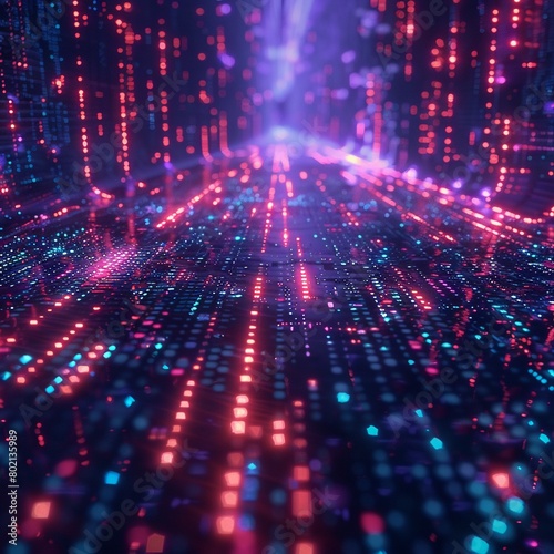 Abstract 3D digital space depicting data encryption.