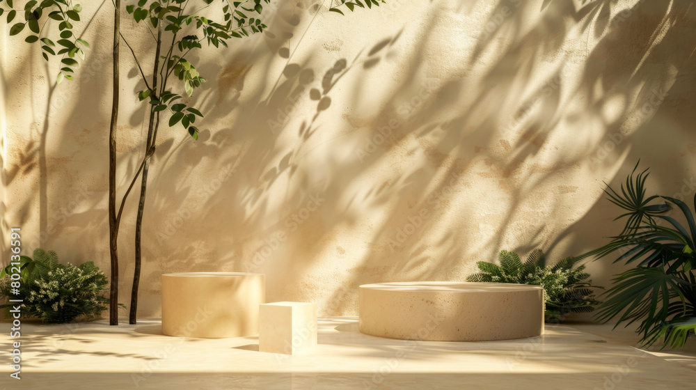 A wall with a tree and a bench in front of it A wall with a tree and a bench in front of it