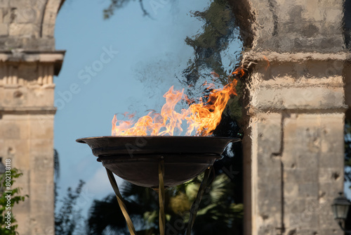Canvas Print The Olympic Flame in Corfu (Kerkyra), Ionian islands, Greece
