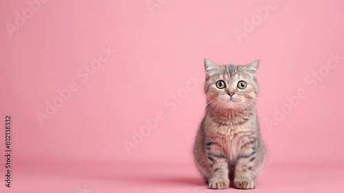 Scottish Fold Cat on Colored Background
