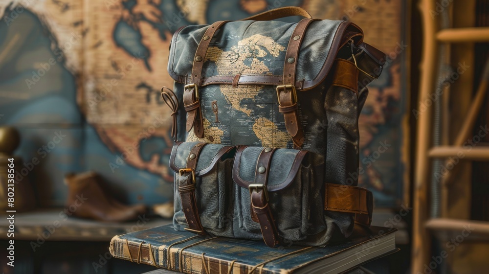 A backpack and travel guidebook, symbolizing readiness for exploration and adventure