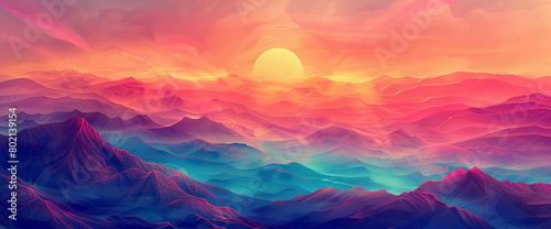 Immerse yourself in the vibrant hues of a sunrise gradient animation teeming with life, where lively colors seamlessly merge into deeper shades, offering an invigorating canvas for design inspiration.