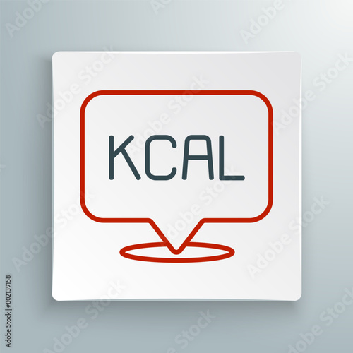 Line Kcal icon isolated on isolated on white background. Health food. Colorful outline concept. Vector