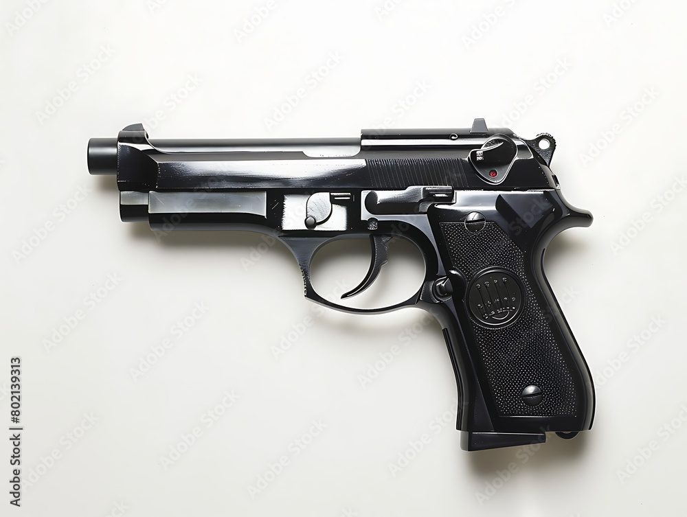 Pistol isolated white background, a personal weapon for agile self-defense.