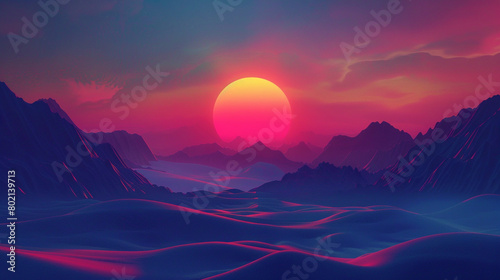 Immerse yourself in the transformative allure of a sunrise gradient animation pulsing with energy  where vibrant colors seamlessly merge into deeper hues  providing a dynamic setting for graphic