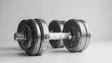 A set of dumbbells, symbolizing strength and fitness, against a clean white background
