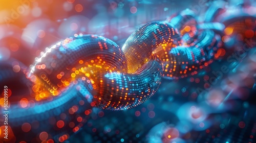 Abstract Connection of Data and Blockchain Technology in a Digital Network. 4K Wallpaper with Chain Links