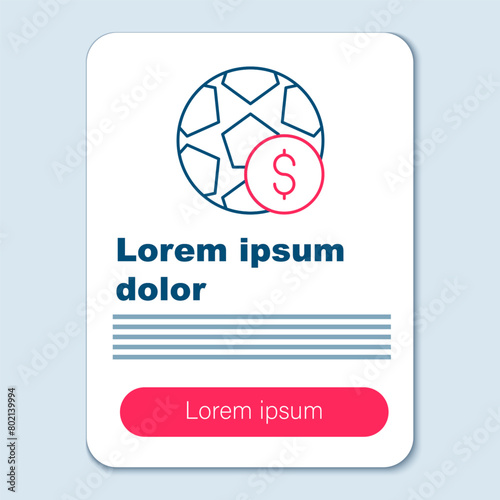 Line Soccer football betting money icon isolated on grey background. Football bet bookmaker. Soccer betting online make money. Colorful outline concept. Vector