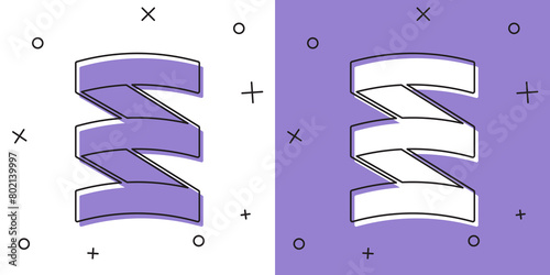 Set Sports nutrition bodybuilding proteine power drink and food icon isolated on white and purple background. Vector