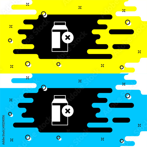 White Lactose intolerance icon isolated on black background. Not allow milk. Allergy concept, lactose intolerance allergy warning sign. Vector