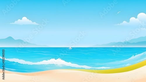 Beach and sea landscape background. illustration for your design.