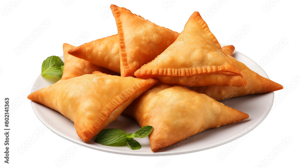 Homemade Indian Samosas isolated on transparent background PNG