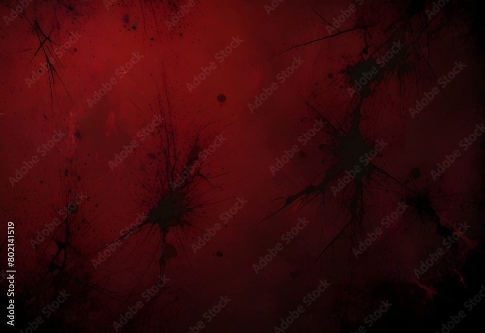 A deep crimson background with black grunge textures, featuring cracks and splatters for a gritty, chaotic feel, generative AI A deep crimson background with black grunge textures, featuring cracks and splatters for a gritty, chaotic feel, generative AI