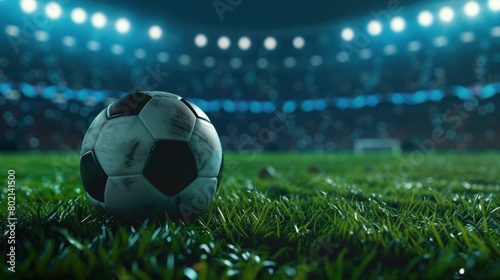 Closeup soccer ball on grass of football field at stadium © HPMP Studio