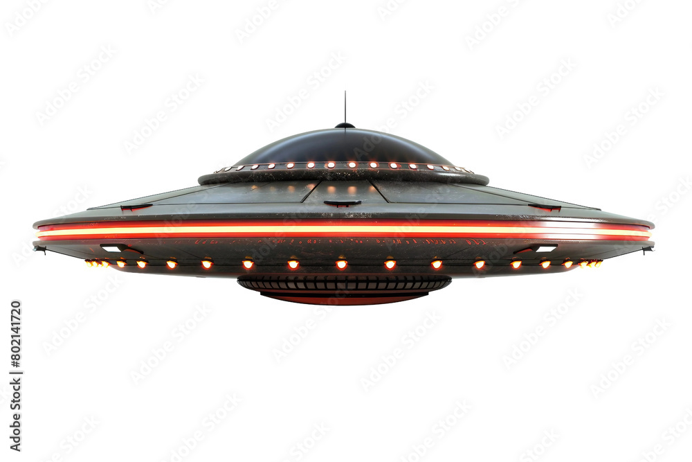 UFO Rotating lights On Transparent Background.