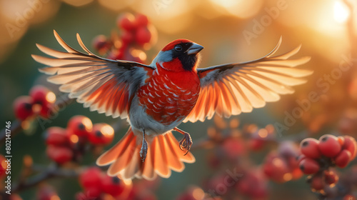 Majestic Bird in Flight Against a Beautiful Bokeh Background