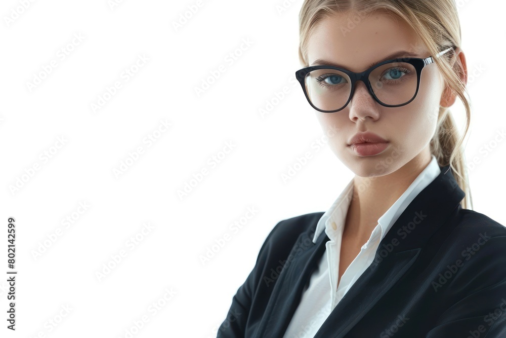 Businesswoman's journey to success, confidence and fulfillment in studio photos with white and clean monochromatic background Businesswoman's journey to success, confidence and fulfillment in studio photos with white and clean monochromatic background