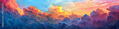 Immerse yourself in the magical atmosphere of a sunrise gradient, as the sky transforms into a canvas of vibrant colors, providing an inspiring scene for artistic expression. photo