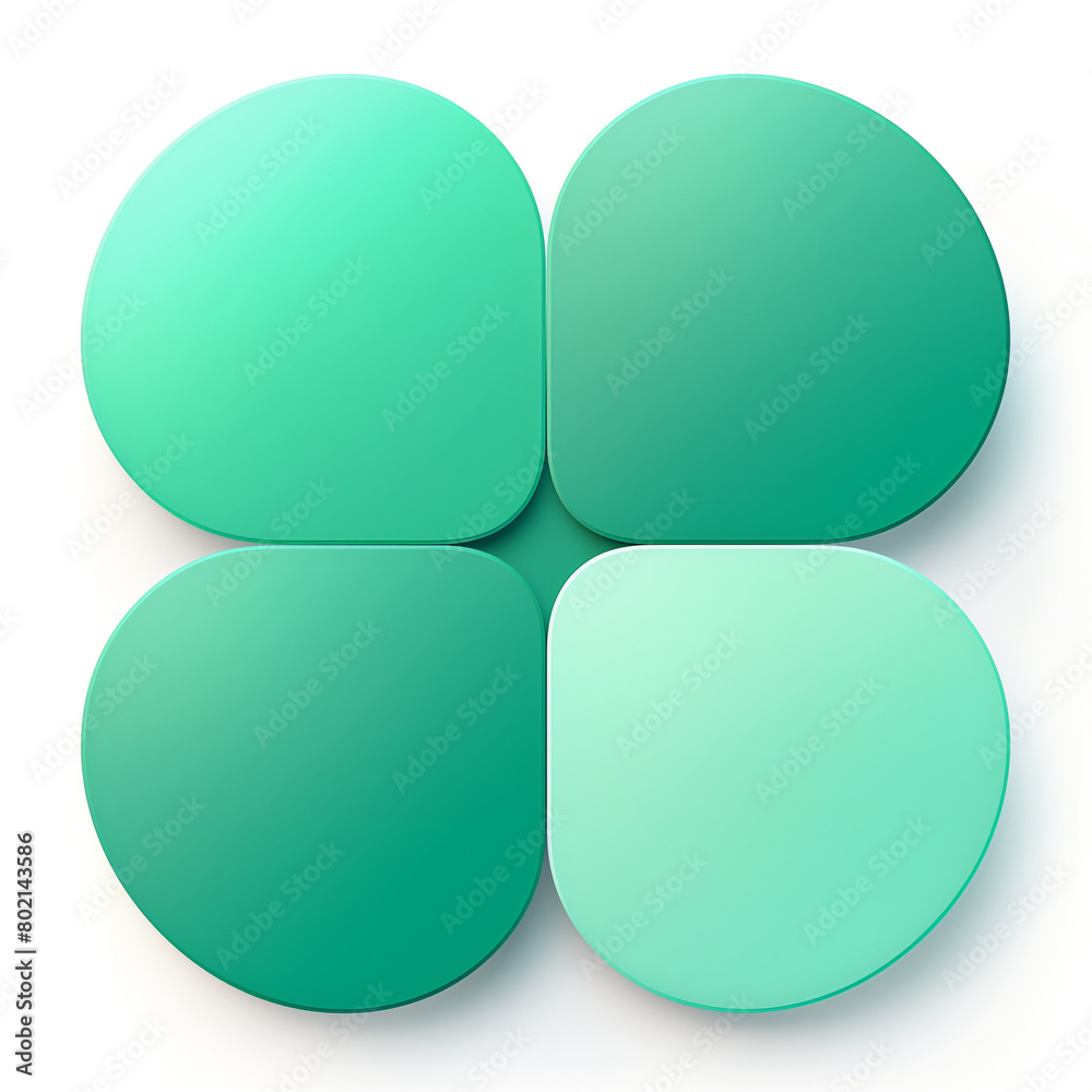 Clover Icon in Mint Green Gradient: Minimalist Neumorphism Aesthetic Clover Icon in Mint Green Gradient: Minimalist Neumorphism Aesthetic