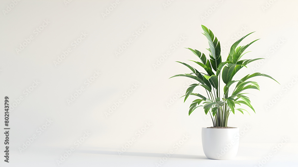  Beautiful dracaena plant near white wall, space for text. House decor,Green house plant hamedorea in a pot. Trend home plants, Scandinavian style in the interior,Potted plants for home and garden