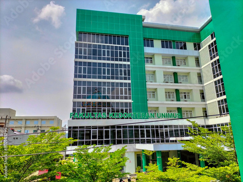 The view in front of the Muhammadiyah University of Semarang (UNIMUS) Faculty of Medicine building. Selective focus.
 photo