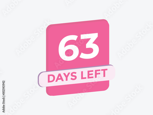63 days to go countdown template. 63 day Countdown left days banner design. 63 Days left countdown timer